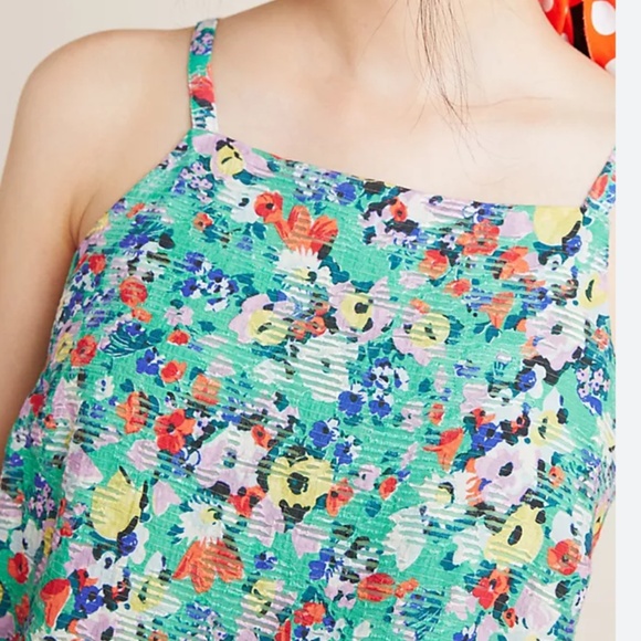 Anthropologie x Maeve Quinn Textured Cami Floral print Kwlly green Boho 8 - Picture 2 of 13